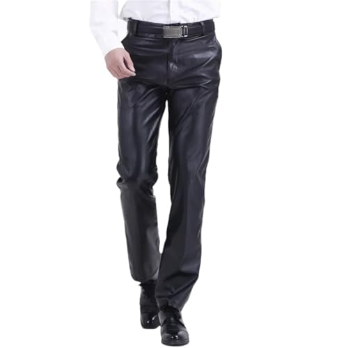 FULBHPRINT Men'S Middle-Aged Thin PU Leather Pants Loose Fit