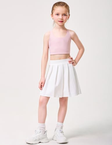 IFNOW Girls Sports Bra Kids Strappy Scoop Neck Bra Crop Top Training Bra for Dance Yoga 5-14 Years Pink — view 4