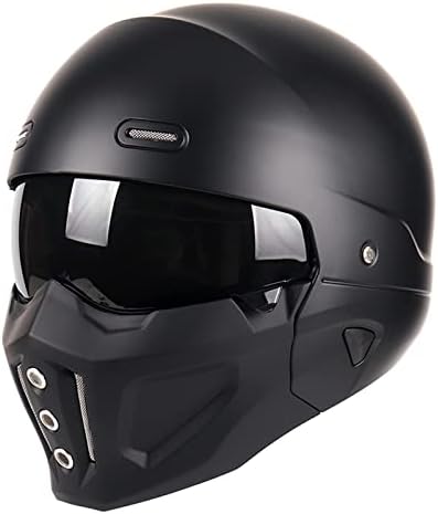 Woljay Open Face Full face Helmet Motorcycle Modular Helmets for Unisex-Adult Street Bike Cruiser Scooter DOT Approved (Matte Black, Medium)