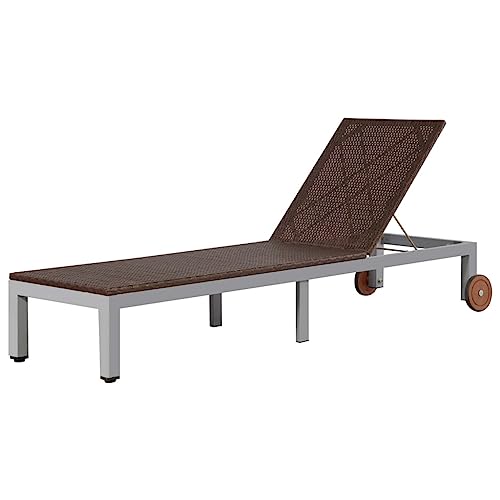 vidaXL Chaise Longue Résine Tressée Marron Bain de Soleil Patio Transat Jardin