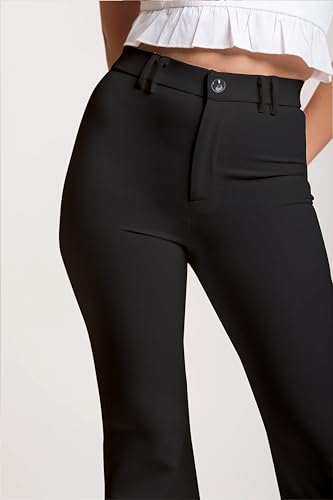 Image of Mehrang Women's High Waist Flare Pants, Bootcut Pants, Black