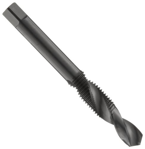 Dormer E650 High-Speed Steel Combined Drill and Tap, Black Oxide Finish, Round Shank with Square End, Modified Bottoming Chamfer, M8-1.25 Thread Size