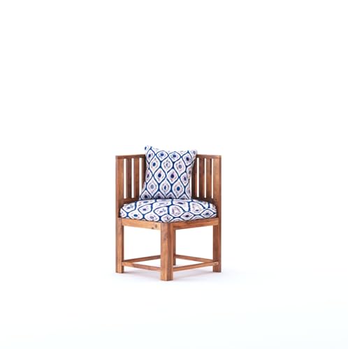 Image of Sheesham Wood 6 Seater Dining Table with 6 Cushion Chairs 6 Seater Wooden Dining Room Set Wooden Dinner Table Furniture for Living Room Home (Chestnut Teak)