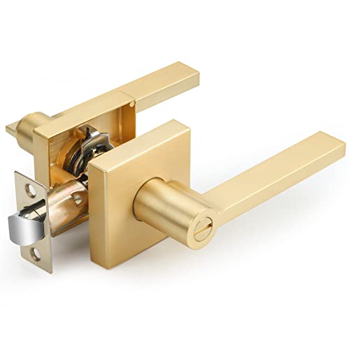 Ehomeware 4 Pack Privacy Door Levers, Gold Interior Door Handles For Bedroom Or Bathroom, Keyless Heavy Duty Interior Door Knob, Zinc Alloy Modern Door Hardware & Locks #TOP7