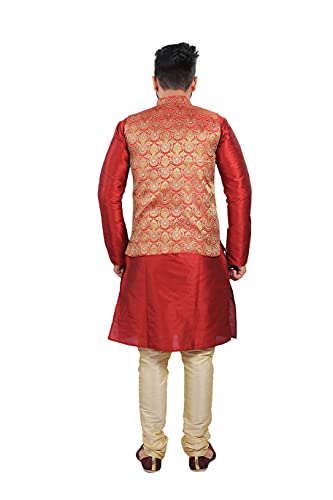 Image of Sadree Silk Men's Kurta Pajama Waistcoat or Nehru Jacket Set