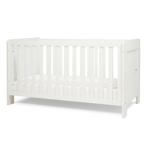 Tutti Bambini Alba Cot Bed Bundle - Cot Bed with Eco-Fibre Mattress Included (140x70) (White) - 0-6 years 3 modes