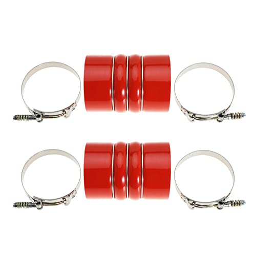 Image of Silicone Charge Air Cooler Hump Hose Boot Set 4 inch X 6 inch 4 inch with T Bolt Clamp Red