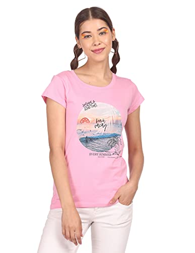 Image of SUGR BASICS Women's Printed Regular Fit T-Shirts