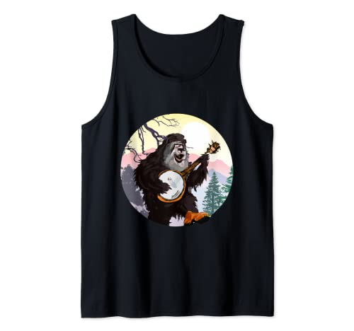 Bigfoot tocando banjo guitarra Sasquatch Camiseta sin Mangas