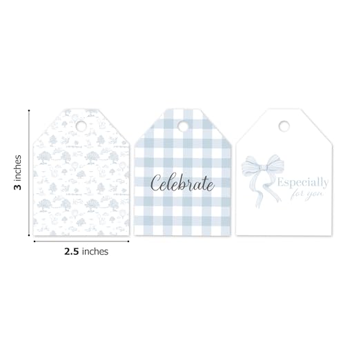 Etiquetas de regalo de Toile hechas de cartulina con hilos azules para recuerdos 5