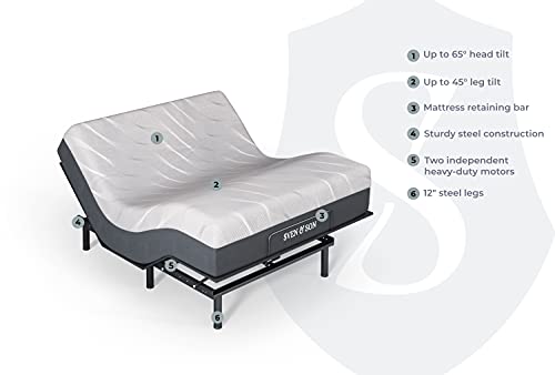 Sven & Son Queen Essential Adjustable Bed Base Frame + 14” Luxury Cool Gel Memory Foam Hybrid Mattress, Wireless, Easy Self-Assembly, Head & Foot Articulation (Queen + 14" Mattress) #TOP3