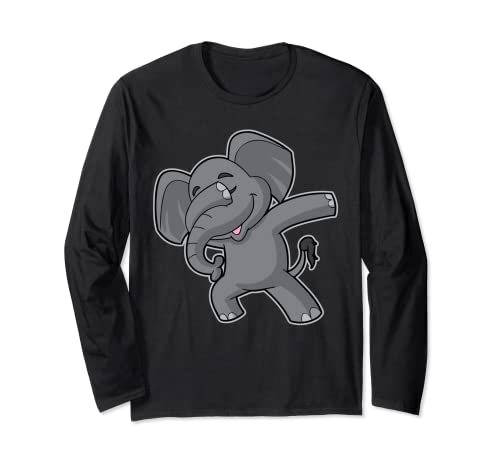 Dabbing Elephant Dab Dance, divertido y lindo Manga Larga