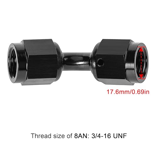Image of EVIL ENERGY 8AN Female to 8AN Female 45 Degree Swivel Coupler Union Fitting Adapter Aluminum Black