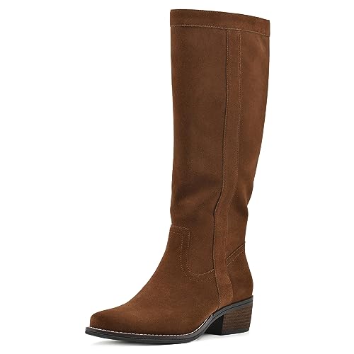 WHITE MOUNTAIN Women's Shoes Altitude Stack-Heeled Tall Boot, Hazel/Suede, 7.5 W by WHITE MOUNTAIN - Used condition - US$53.35