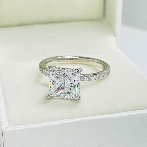 Bo.Dream Cushion/Princess/Emerald Cut Cubic Zirconia Engagement Rings for Women Platinum Plated Sterling Silver4