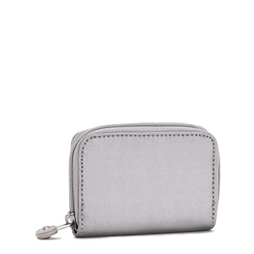 Kipling Womens Women's Tops Wallet, Compact, Practical, Nylon Travel Card Holder Wallets, Smooth Silver Metallic, 3 L X 4.125 H 1 D Us #TOP1