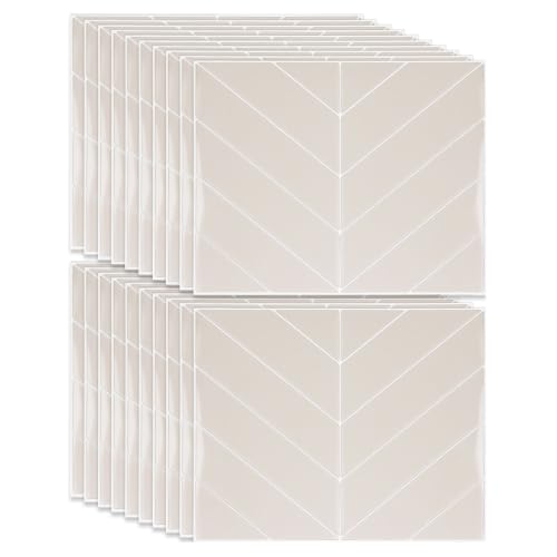 Image of Swylexn 20 Pcs Stick on Tiles for Bathroom, 23x29CM Peel and Stick Wall Tiles, Herringbone Backsplash Self Adhesive Wall Tiles, Stick on Wall Tiles, Waterproof Kitchen Splashbacks for Walls