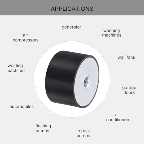 QUARKZMAN 4 Stück 40 x 25mm M8 Gewindebuchsen aus Gummi, Schwingungsisolatoren, Ersetzt Antivibrationspads Flaches Silentblock-Basisblock