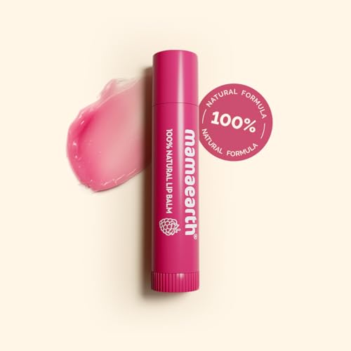 Mamaearth Nourishing Tinted 100% Natural Lip Balm With Vitamin E And Raspberry - 4 G|Gives 12-Hour Moisturization|For Dry&Chapped Lips|Naturally Pink Lips|Natural Tint|Brightens Lips|Tinted Lip Balm