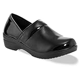 RASOLLI Women's Dannis Black Clogs - Professional Comfort Slip-On Work Shoes, Vegan Leather Nursing & Hospitality Footwear, Lightweight Cushioned Sole, Medium Width, Black Patent, Size 8