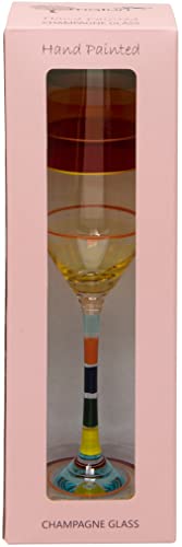 Maturi Hand Painted Stripe Champagne Flute, 220ml, Gift Boxed, Multicoloured - Image 3