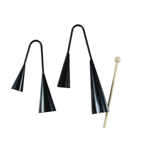 GOOHOCHY アゴゴベル 打楽器 サンバパーカッション 子供用幼児教育 小型伝統的ツートーン楽器 木製スティック付き ブラック