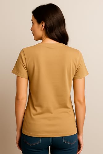 Image of Women's Solid Round Neck Half Sleeves Polyester T-Shirts, Moisture Wicking t-Shirt (Pack of 1)
