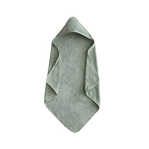 Image of mushie Baby Hooded Towel | Organic Cotton (Moss)