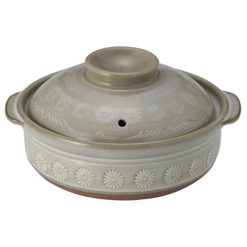 Ginpo Touki 21071 Banko Ware Ginpo Earthenware (Deep Pot) No. 7 For 1-2 People Hanamishima Heat Retention Made in Japan