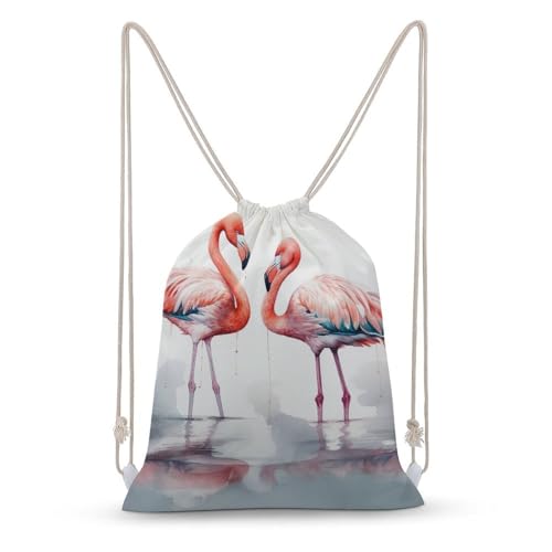 Drawstring Bag Backpack Cute Flamingo Sackpack Foldable String Bags Sports Gym Bag for Shopping Yoga