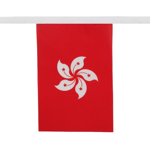Image of AZ FLAG Hong Kong 6 meters BUNTING Flag 20 flags 9'' x 6'' - Hong Konger STRING flags 15 x 21 cm