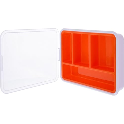 InLine 43009H Boîte de rangement robuste pour vis et accessoires, avec couvercle à clip et compartiment intérieur amovible, compacte et orange, pour petites pièces