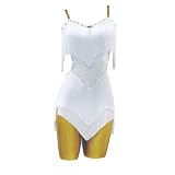 Vestido De Baile Latino For Mujer, Personalizable, For Salsa, Rumba, Chacha, Ropa De Baile, Trajes Profesionales De Baile Solista Con Flecos.(White A,L)