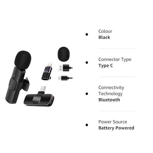 Image of BQYA K8 Wireless Microphone for Vlogging, Video Recording, Online Classes, Noise Cancellation, Type-C Android & iPhone, Plug /Play and Play /No Bluetooth