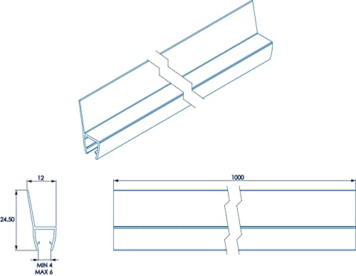 Joint rigide Croydex pour écran de douche de 4 à 6 mm de 100 cm de long