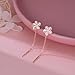 Reffeer Solid 925 Sterling Silver Plumeria Flower Chain Dangle Earrings for Women Teen Girls CZ Flower Tassel Earrings Threader Drops (C-Rose Gold)