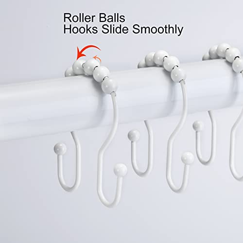 image for Goowin Shower Curtain Hooks, 12 Pcs Shower Curtain Rings, Stainless St