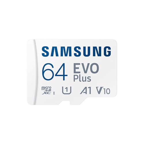 Carte MEMOIRE SAMSUNG 64G Micro SD Evo Plus 2024 avec Adaptateur SD Classe 10 Lecture 160 Mo/s Ecriture 160 Mo/s MB-MC64SA/EU