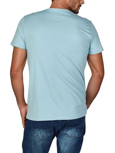 riverso Tshirt Herren Baumwolle Regular Fit RIVLukas Rundhals Kurzarm Sommer Tee Shirt Print Blau S, Größe:S, Farbe:Hellblau (MJD) – Ansicht 2