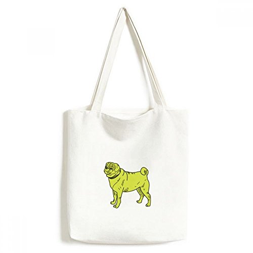 Sac en toile chien jaune artisanal cabas multicolore imprimé pour loisirs