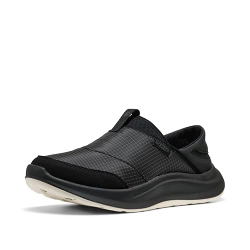 KEEN Women's Whyser Lightweight Comfortable Recycled Material Crushback Slip On Shoes, Black, 8