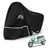 Telo Copri da Esterno per Piaggio Vespa GTV GTS GT60/125/200/250/300 (senza bagagliaio), Telo Copertura Coprimoto Copri Moto Vespa 125 420D Tessuto Oxford Impermeabile Resistente All'inverno, Nero