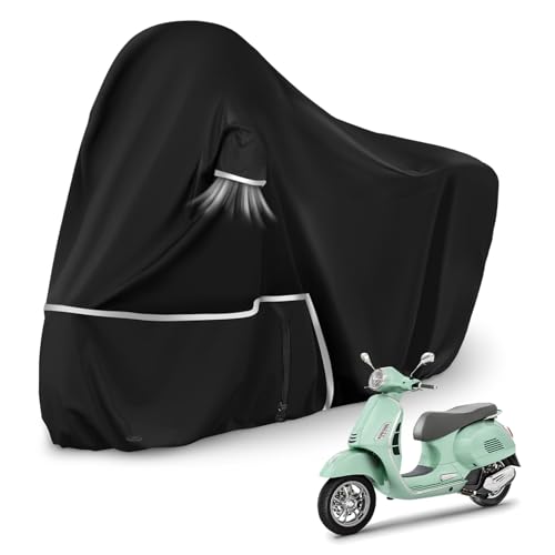 Telo Copri da Esterno per Piaggio Vespa GTV GTS GT60/125/200/250/300 (senza bagagliaio), Telo Copertura Coprimoto Copri Moto Vespa 125 420D Tessuto Oxford Impermeabile Resistente All'inverno, Nero