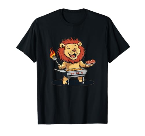 BBQ Lion pronto a sfrigolare le papille gustative per adulti e bambini Maglietta