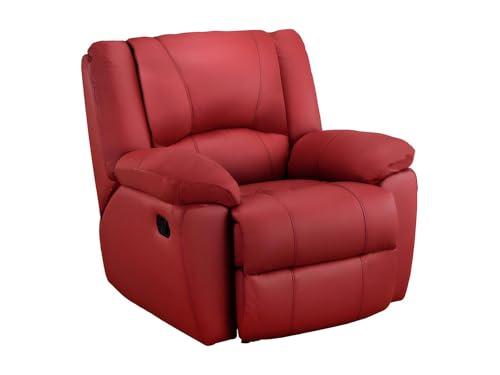 Vente unique   Sillón Relax 1 Plaza Aroma   Piel   Rojo