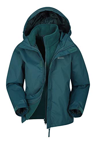 Mountain Warehouse Fell Kids 3 in 1 Jacket - Packaway Hood, Triclimate Coat Petrol Blue 11-12 Years