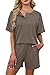 WIHOLL 2 Piece Sets for Women Lounge Short Sets Two Piece Summer Fashion Travel Airport Outfits Short Sleeve Womens Clothes Tracksuit Sweatsuit Matching Sets Petite Khaki S