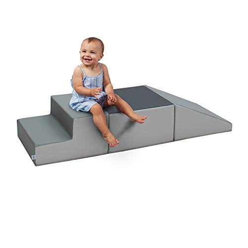 Factory Direct Partners 11618-Gylg Softscape Toddler Playtime Climber, Indoor Active Play Structure (3-Piece Set) - Gray/Light Gray #TOP3