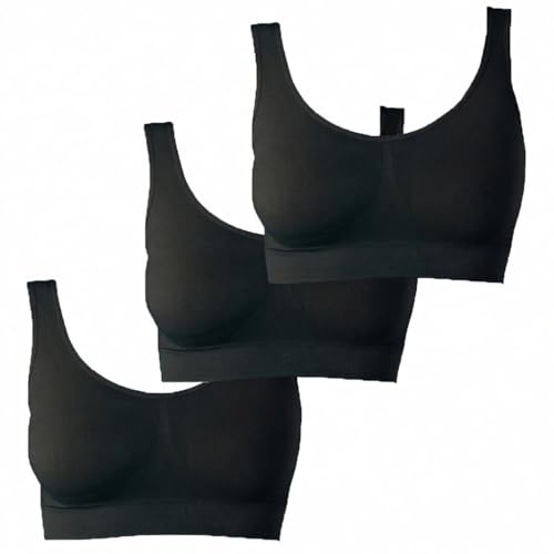 Libella 2er Pack Damen Bustier Bralette Sport BH Wohlfühl-BH Sportliche Comfort BH Gepolsterter Push UP Stützfunktion verstellbare Träger Ohne Bügel Yoga Fitness 3714 Dunkelgrau Orange SM 2 UnsichtBra Bustier Damen BH ohne Buegel | 3er Set Wohlfühl Bustiers Tops | Bügelloser Soft Bra | Schlaf Still Sport Crop Top Büstier 3 x Schwarz (wellbra_SSS)(L)