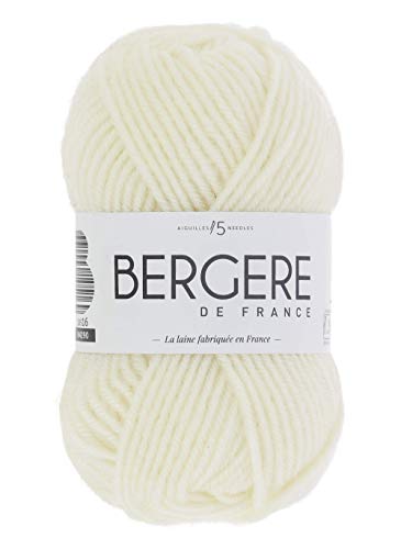 Bergère de France - SPORT+ pelote de laine à tricoter et crochet (50g) 5 mm - 50% de Laine - Fabriqué en France - Gros fil rond, chaud et doux - Beige (CREAM)